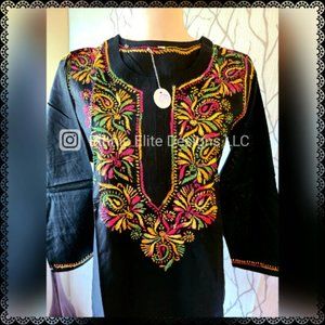 Black Hand Embroidered Chikankari Kurti - Lucknowi cotton kurti Set for Women